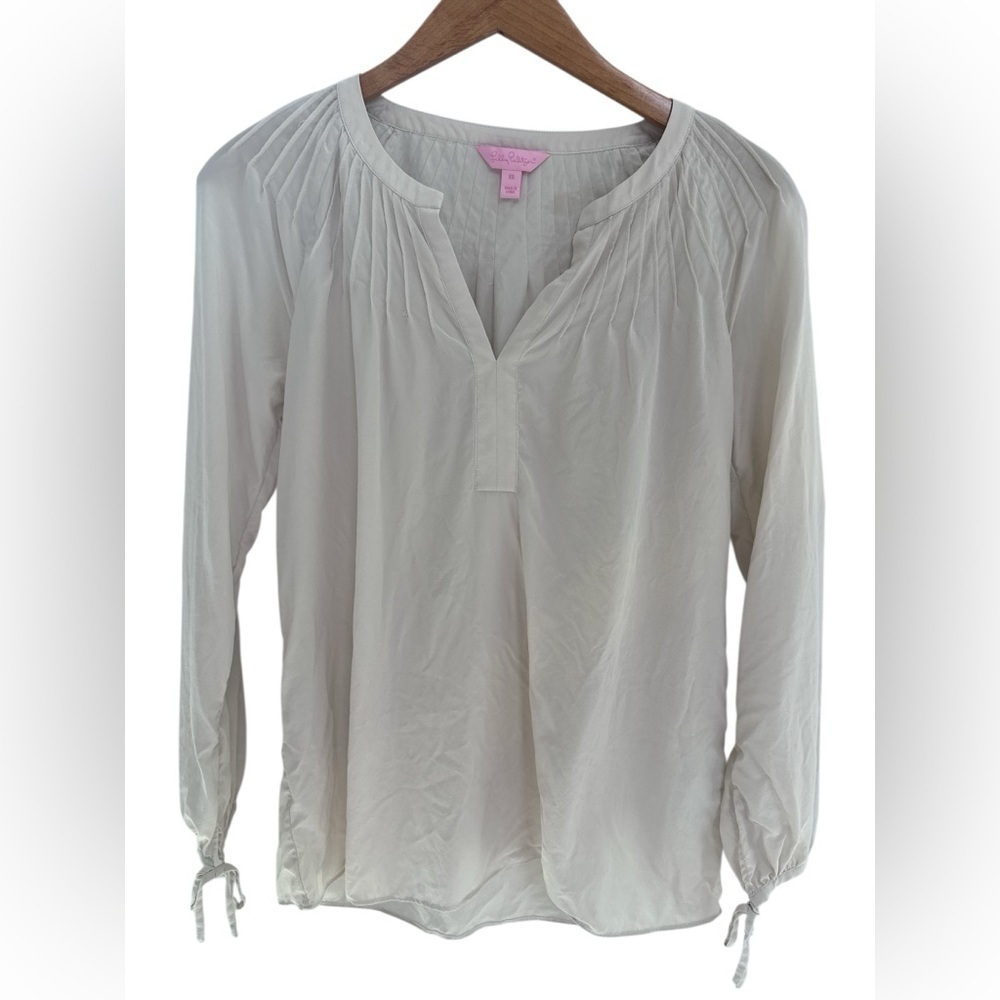 Lilly Pulitzer Silk Long Sleeve Blouse Ivory Shirt